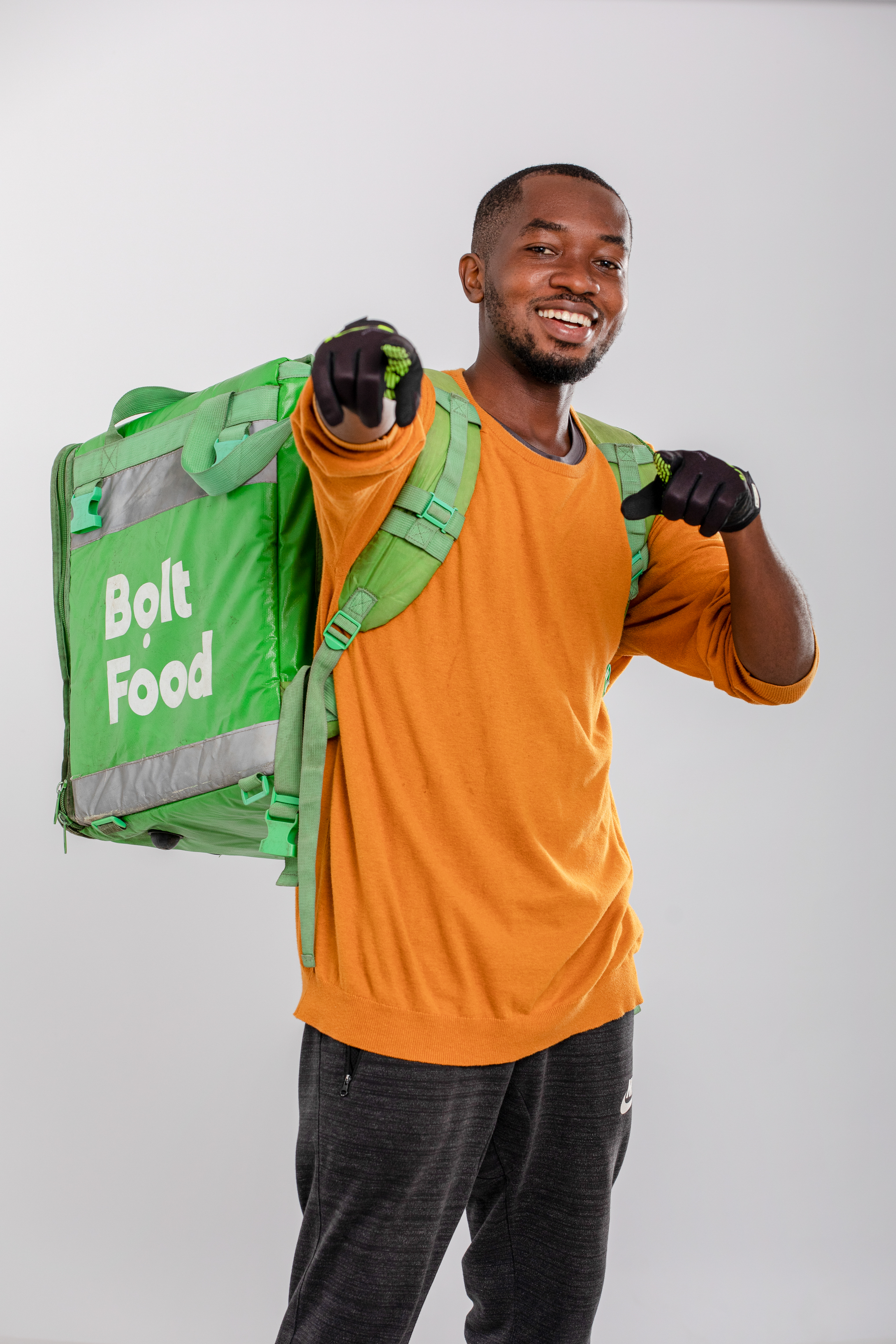 Bolt Food delivery rider with branded gear
