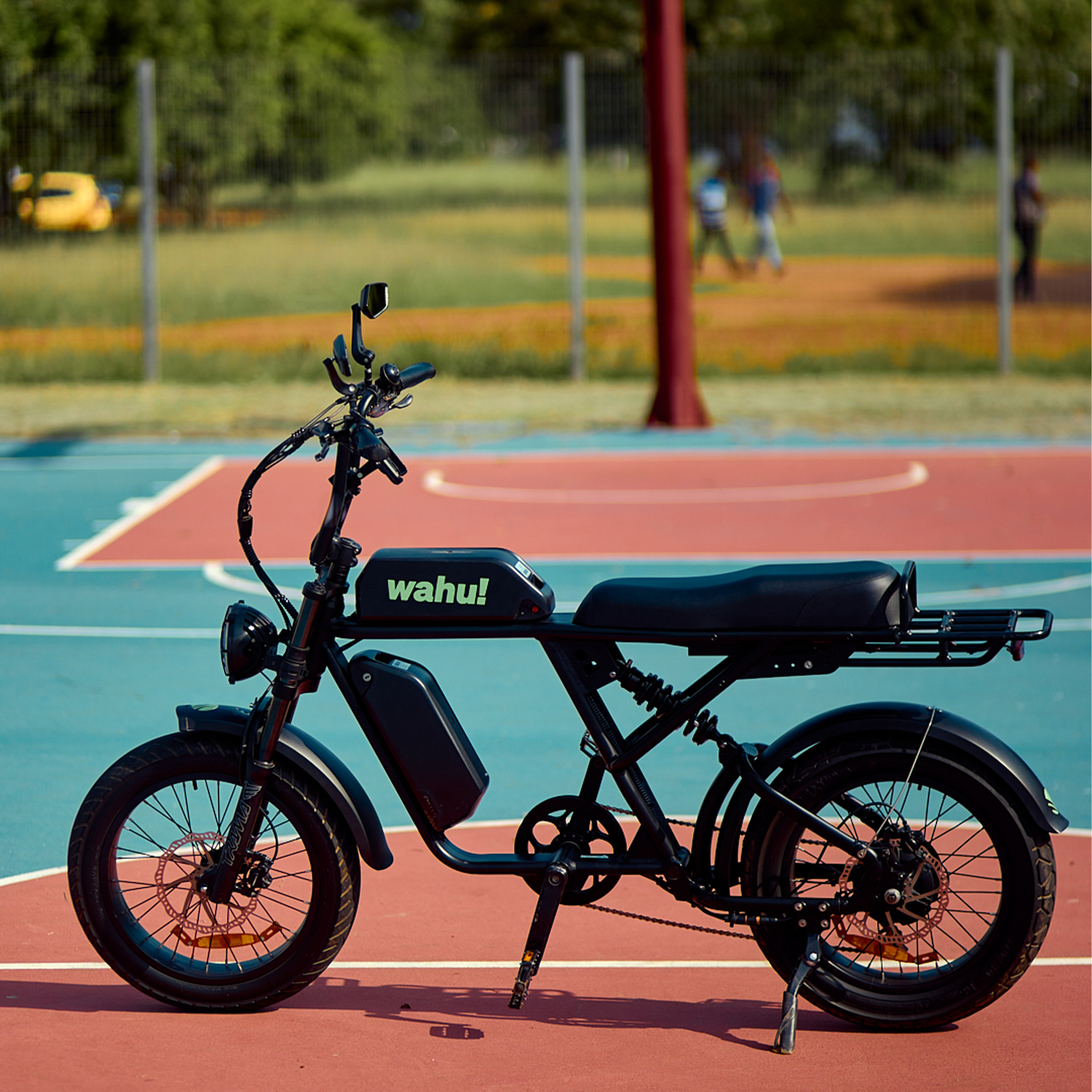Wahu eBike on a basketball court