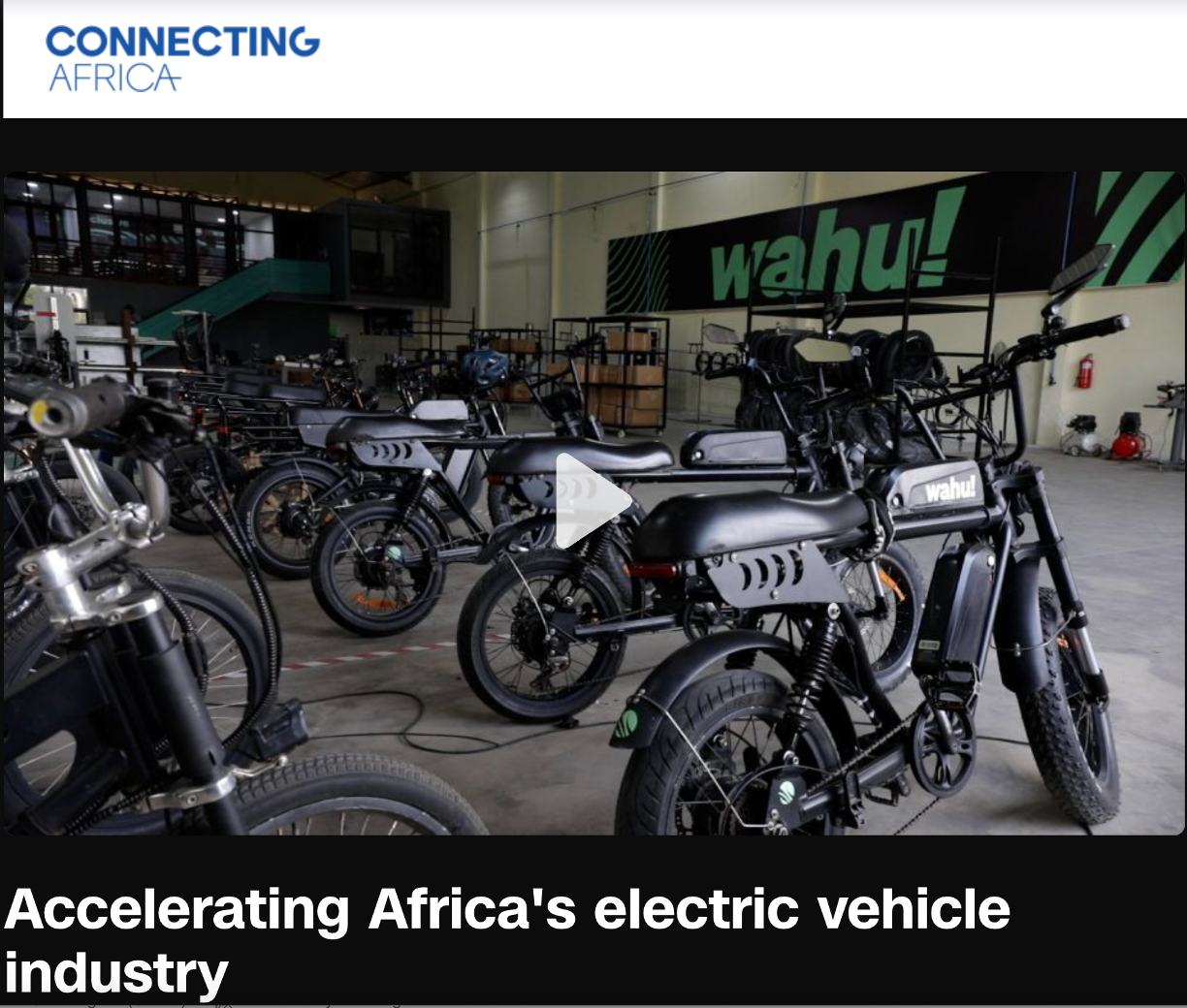 Wahu factory floor in Accra with eBikes lined up for assembly — CNN Connecting Africa feature